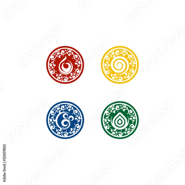 Obraz Four Element Logo Vector Image Icon