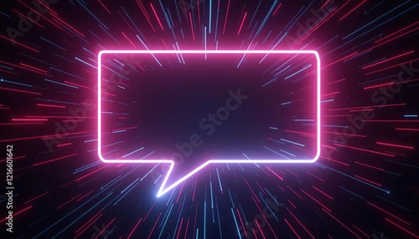 Fototapeta Quote speech bubble abstract laser neon frame motion background
