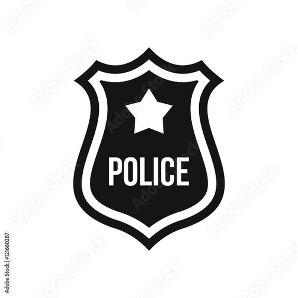 Obraz Police badge icon in simple style on a white background vector illustration
