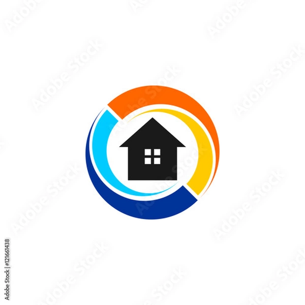 Obraz House Home Heating Cooling Logo Vector Image Icon