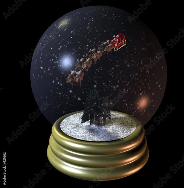 Obraz flying santa snow globe