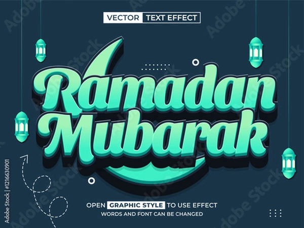 Obraz ramadan mubarak editable text, font effect, 3d text for title