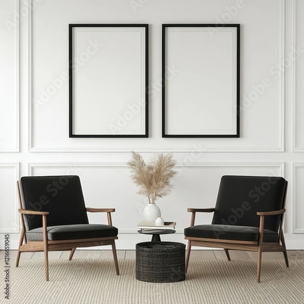 Fototapeta Modern Living Room Interior with Minimalist Furniture and Decor