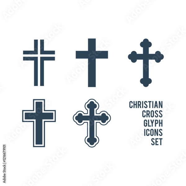 Fototapeta Christian cross vector symbol flat style. Religion cross icons set illustration.