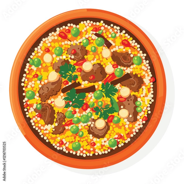 Fototapeta elegant illustration of Indian style chicken biryani on a clay pot