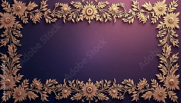 Fototapeta Intricate gold and purple floral patterns representing empowerment and femininity for Women's Day