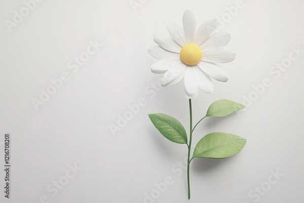 Fototapeta Pure White Daisy Bloom: Photorealistic, Isolated on White Background. Perfect for designs, websites,