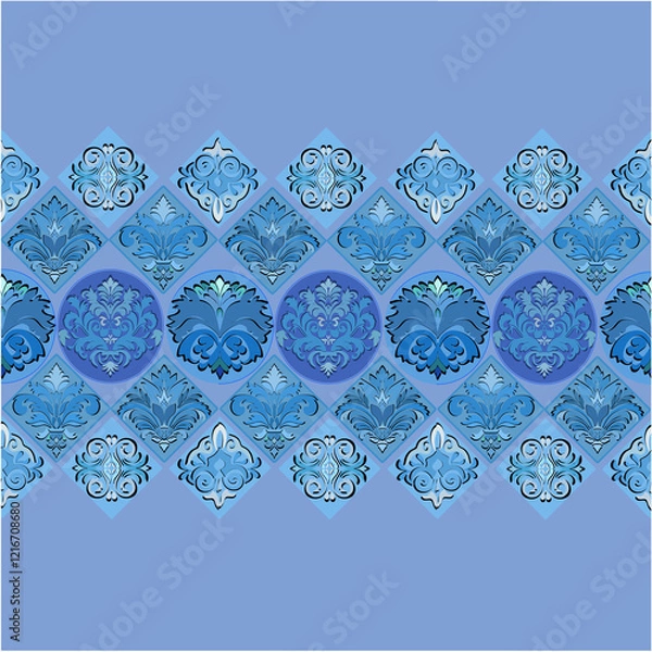 Fototapeta Regal dye geometric damask pattern for design luxury fabric