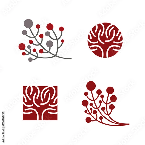Fototapeta Set of icons with branches