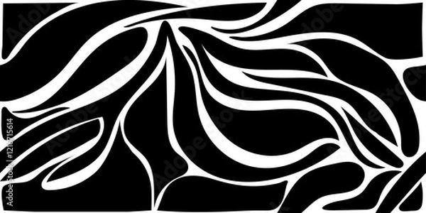 Fototapeta Seamless doodle abstract horisontal pattern in classical black and white colours. Hand drawn style colorful vector illustration for banners, wallpaper, textile, wrapping