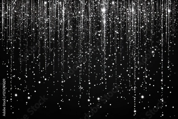 Fototapeta Shimmering silver sparkle backdrop for events, glittering rain design for celebrations, festive borders perfect for weddings, holidays, and birthdays, ideal for elegant party invitations and decor