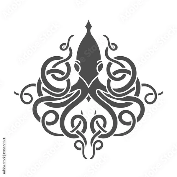 Obraz Flat linear kraken illustration