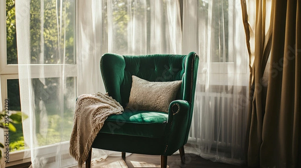 Obraz Luxurious Swivel Accent Chair in Modern Interior