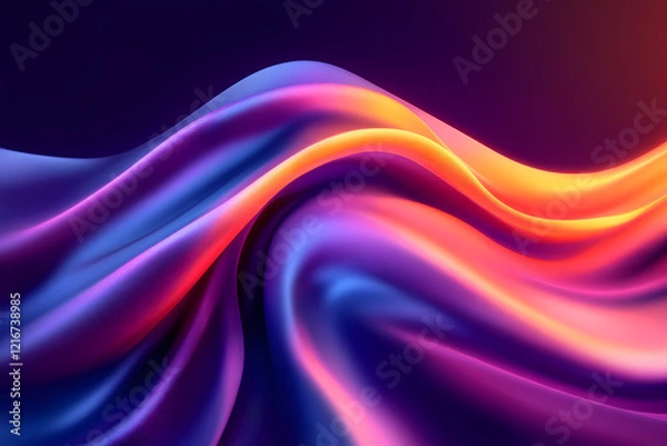 Fototapeta A glowing aurora with radiant digital waves lighting up a neon sky, symbolizing wonder