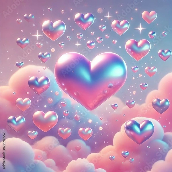 Fototapeta The image is a digitally created background featuring a pastel-colored, dreamy sky. 
