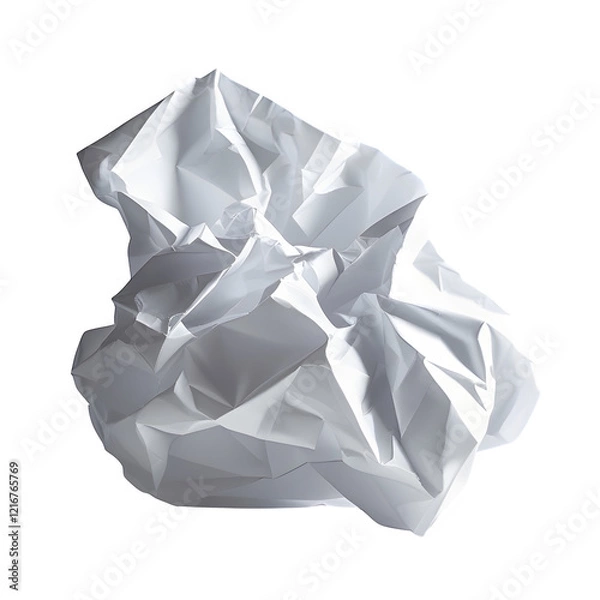 Fototapeta crumpled piece of white paper isolated on transparent background