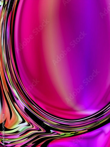 Fototapeta A vibrant abstract artwork featuring rainbow transitions on a pink background with smooth, flowing gradients. Perfect for decor, banners or festive