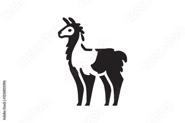Fototapeta simple and unobtrusive lama vector silhouette illustration isolated in white background