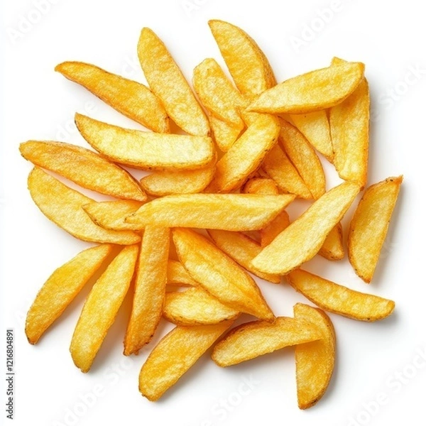 Fototapeta Crispy French Fries Isolated on White Background, Representing Fast Food, Snacks, and Comfort Food Concepts.