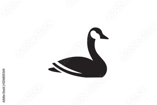 Fototapeta Canada Goose silhouette vector illustration in black and white, set against a white background