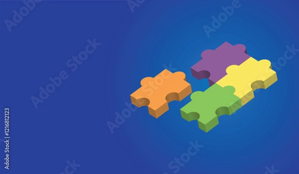 Obraz colorful puzzle pieces on a blue background symbolizing teamwork, collaboration, and unity