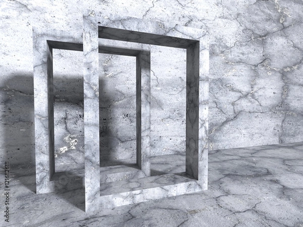 Fototapeta Concrete architecture background. Geometric abstract constructio