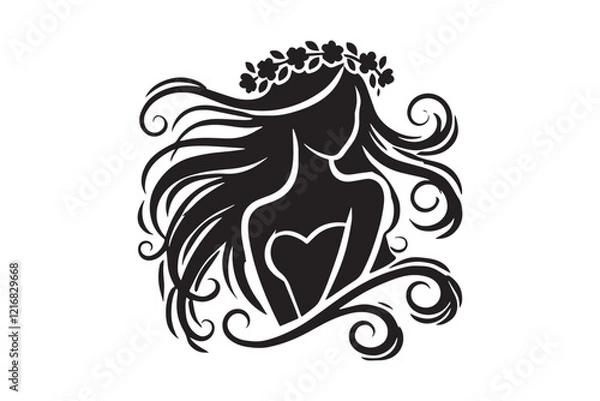 Fototapeta simple and unobtrusive Irish girl vector silhouette illustration isolated in white background