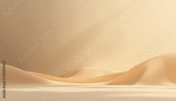 Fototapeta Minimalist abstract golden dunes in soft beige tones.