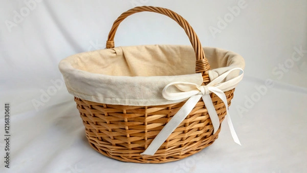 Fototapeta wicker basket on a wooden table