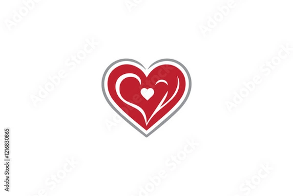 Fototapeta heart love shape silhouette vector illustration in black and white, set against a white background