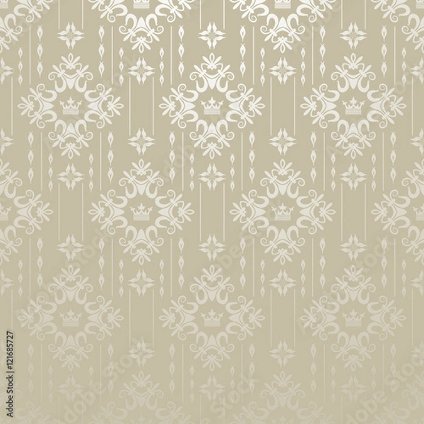 Fototapeta Background pattern black and white antique damask decorative wallpaper