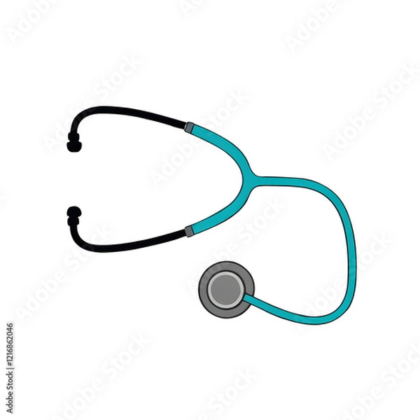 Obraz Teal Stethoscope Representing Diagnosis, Transparent Background