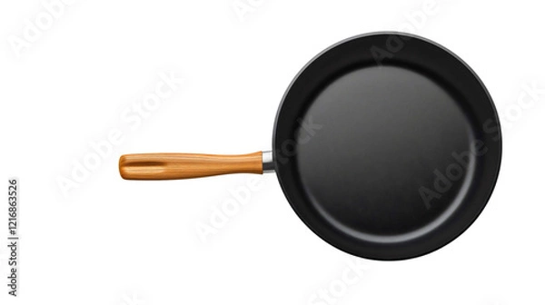 Fototapeta Durable Non-Stick Frying Pan with Wooden Handle for Versatile Cooking Tools