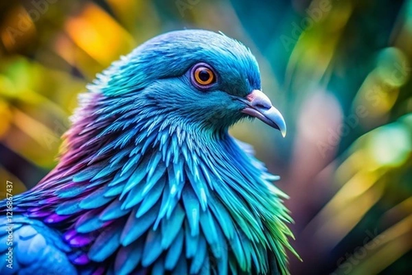 Fototapeta Blue Feather Pigeon Macro Photography: Long Exposure Texture Background Stock Photo