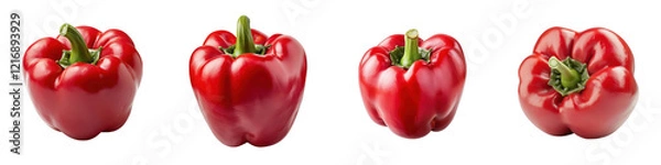 Obraz Vibrant red bell peppers arranged against a transparent background.