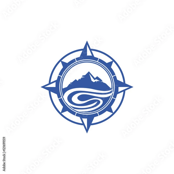 Obraz Mountain Compass Logo Vector Image Icon