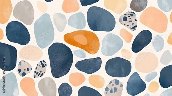 Fototapeta Pebble-inspired patterns with muted palettes.