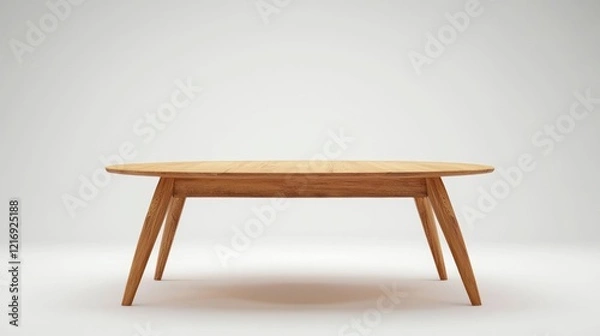 Fototapeta Modern Wooden Table with White Backdrop