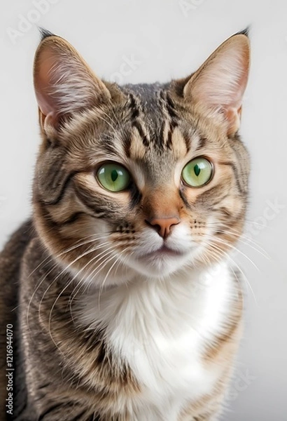 Obraz Portrait of a Beautiful Tabby Cat with Striking Green Eyes