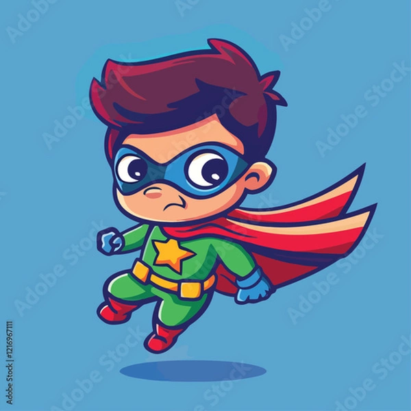 Fototapeta A playful vector drawing of a super guy and superchild