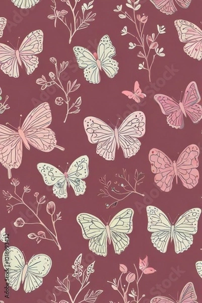 Fototapeta seamless pattern with butterflies