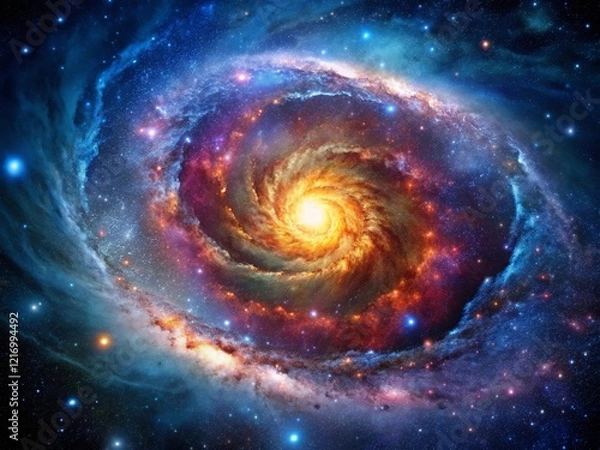 Fototapeta Majestic Spiral Galaxy: Cosmic Swirl of Stars and Nebulae in Deep Space