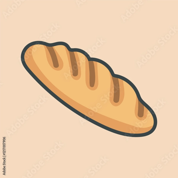 Fototapeta long chocolate bread with outline flat vector design.