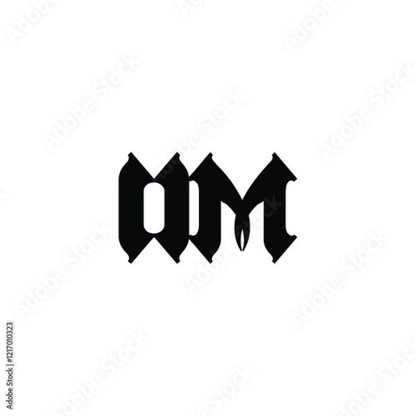 Fototapeta OM monogram logo design letter text name symbol monochrome logotype alphabet character simple logo