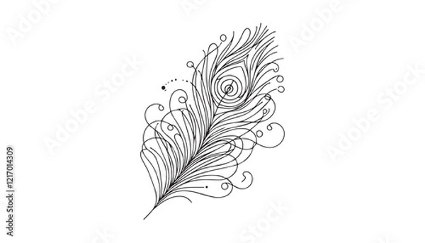 Fototapeta Continuous one single minimal line drawing fether