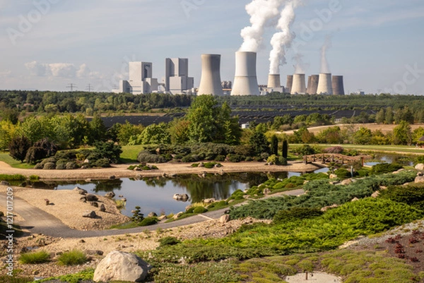Obraz Braunkohle Kraftwerk Boxberg, Sachsen, Lausitz
