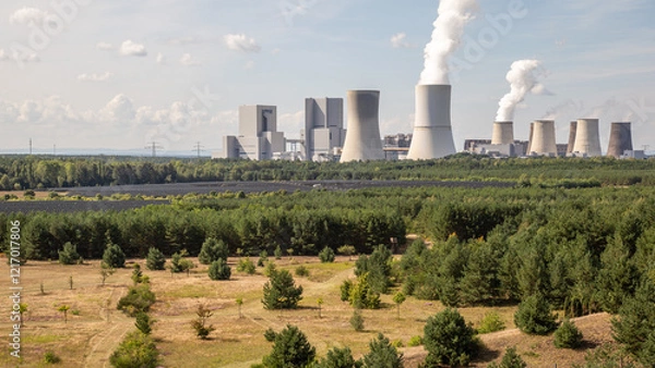 Obraz Braunkohle Kraftwerk Boxberg, Sachsen, Lausitz
