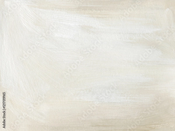 Fototapeta Abstract texture background in white and beige shades. Hand painted textured acrylic template. Neutral illustration with paint brush strokes. Contemporary minimal artwork. Modern canvas painting