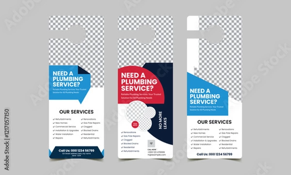 Obraz plumbing service door hanger template design