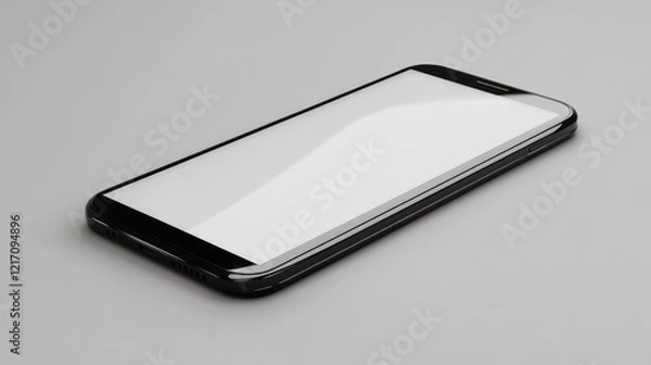 Fototapeta Modern smartphone, blank screen, gray background, technology mockup